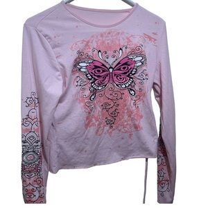 Pink butterfly shein long sleeve